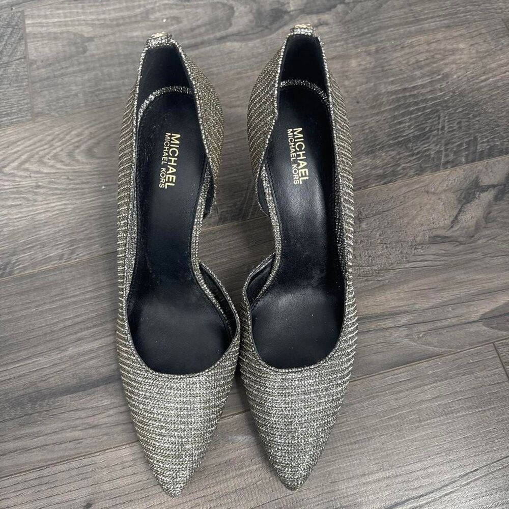 Michael Kors Womens Metallic Glitter Dorsay Pointed Toe Pumps Heels Size 7M NWOB